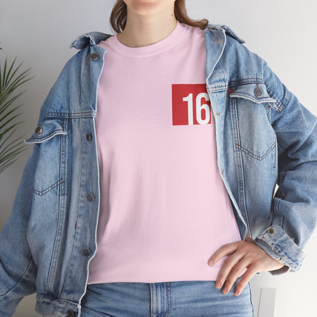 Light Pink Nutmeg Duchess t-shirt with a framed red rose graphic and vintage soccer street style typography