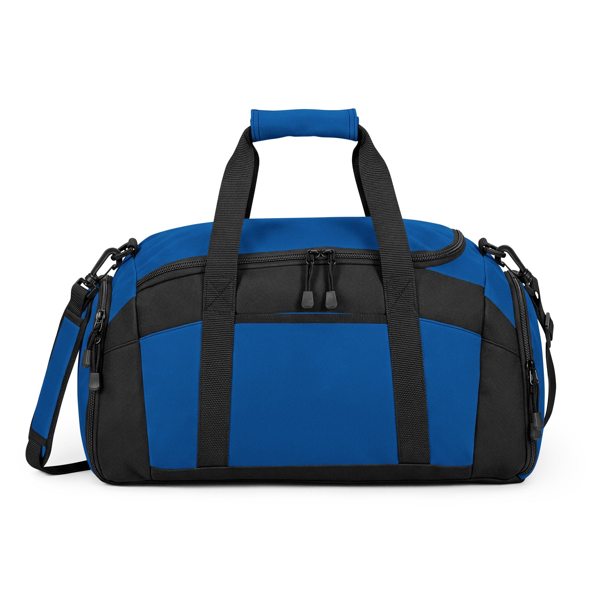 Royal WSC branded athletic duffle bag featuring a large white logo print, separate ventilated shoe compartment, and water-resistant fabric