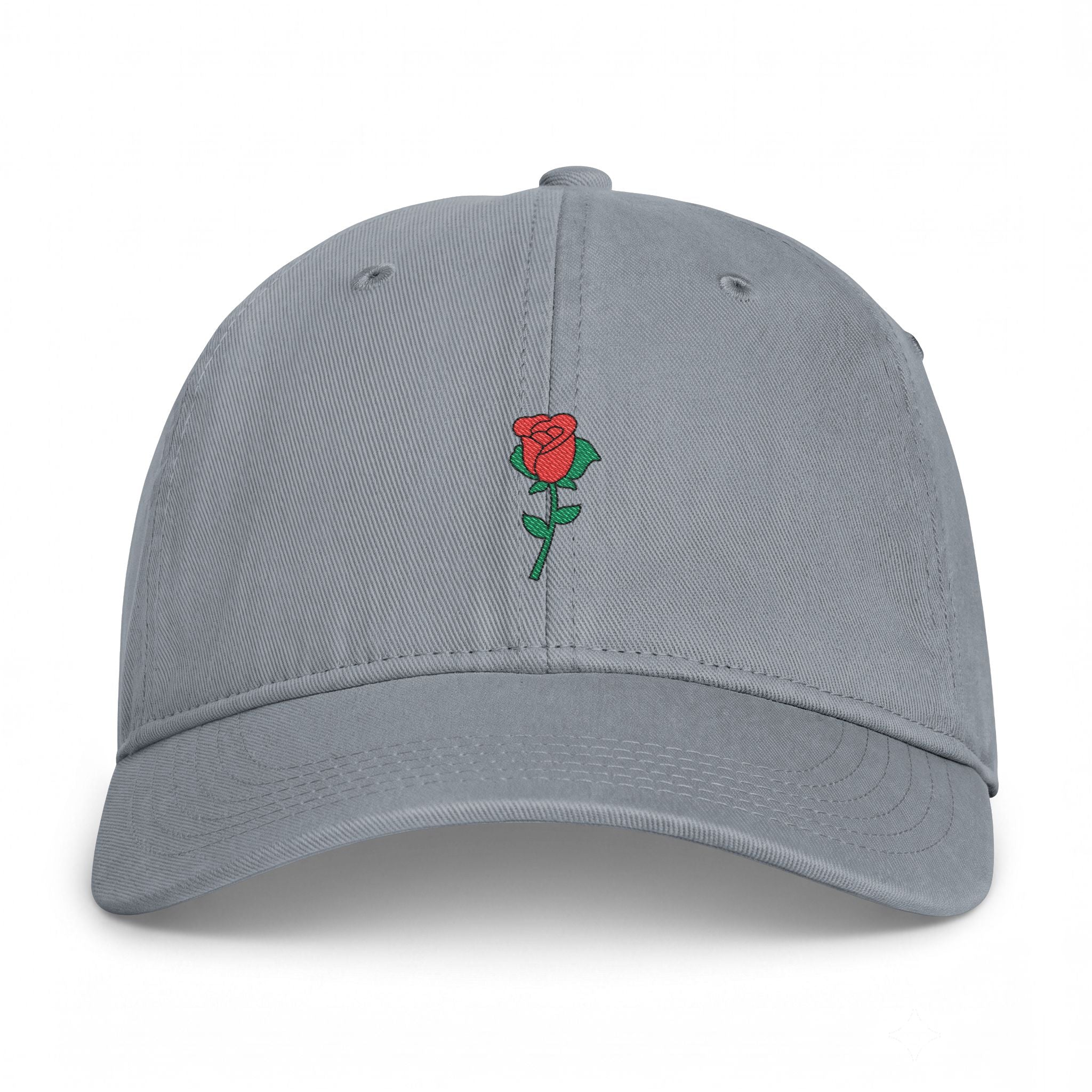 Granite Nutmeg Duchess rose graphic dad hat featuring a vintage style embroidered red rose motif and classic fit