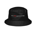 Black embroidered soccer fan bucket hat featuring the text "It's a red card kind of day" in high-contrast typography