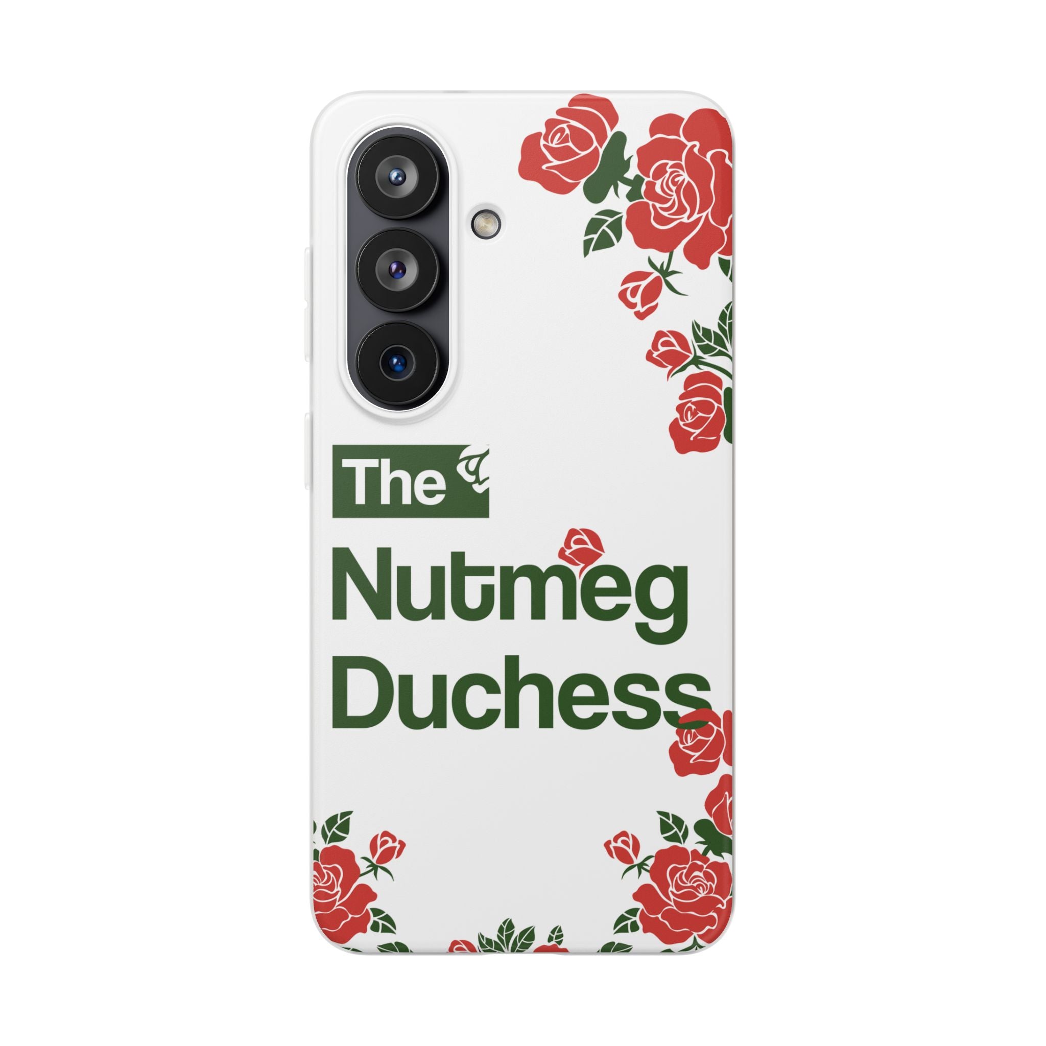 Samsung Galaxy S26 Ultra and family phone case featuring a red rose floral graphic, curated for women's soccer streetwear collections