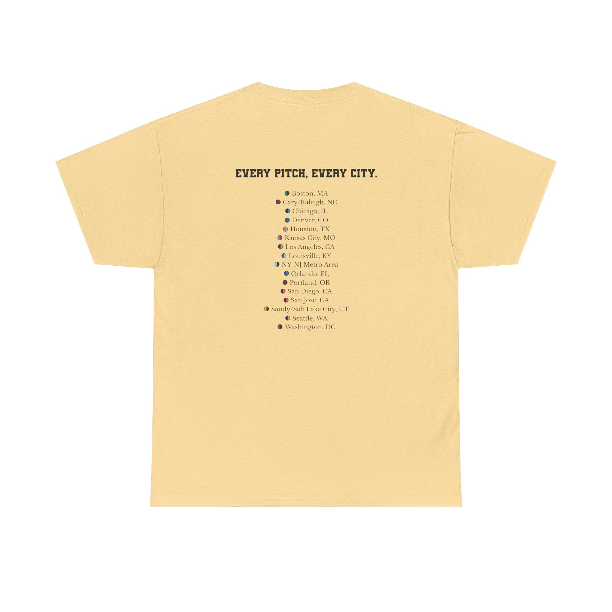 Yellow Haze Take Over Every City Pro League T-Shirt flat lay on a solid background.