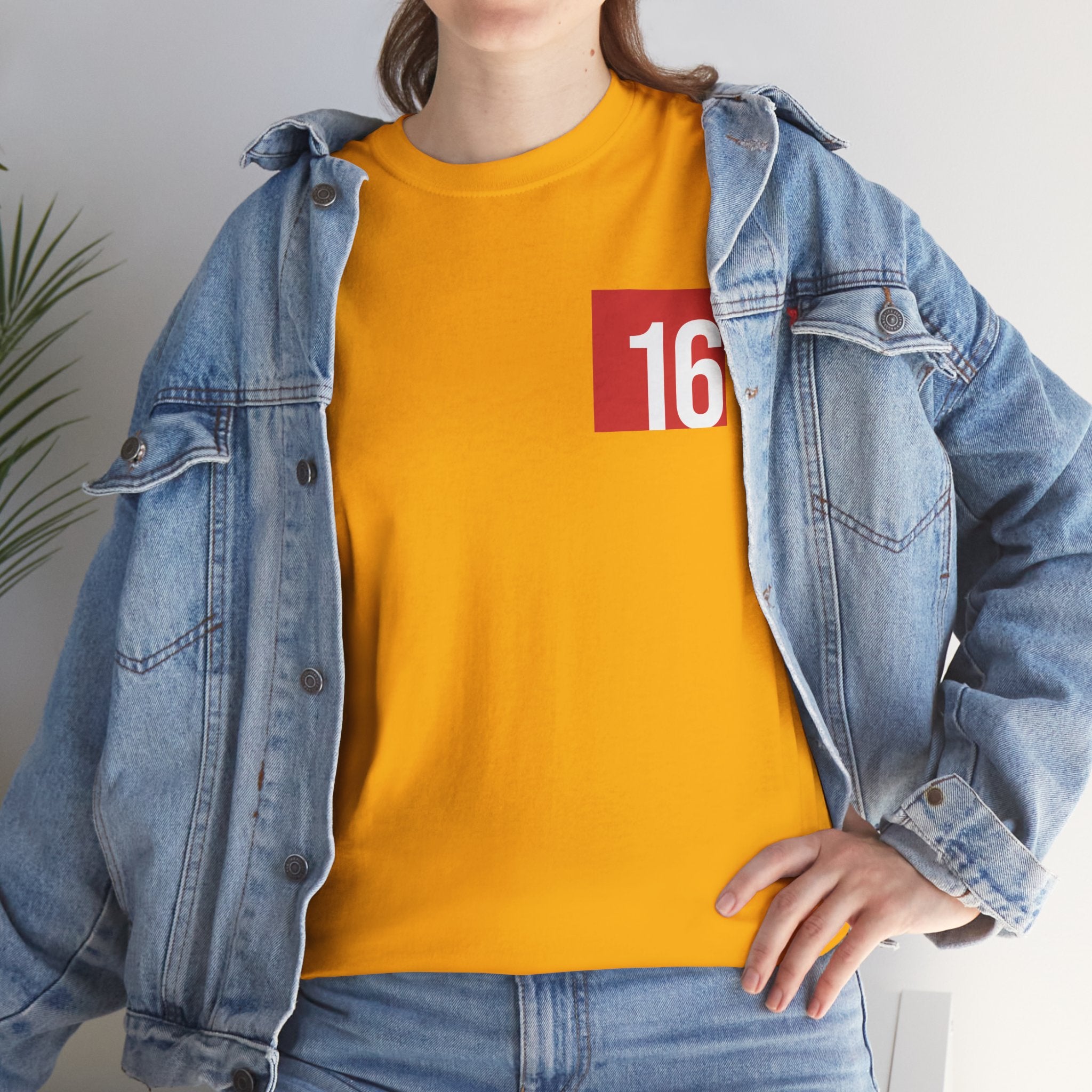 Gold Nutmeg Duchess t-shirt with a framed red rose graphic and vintage soccer street style typography