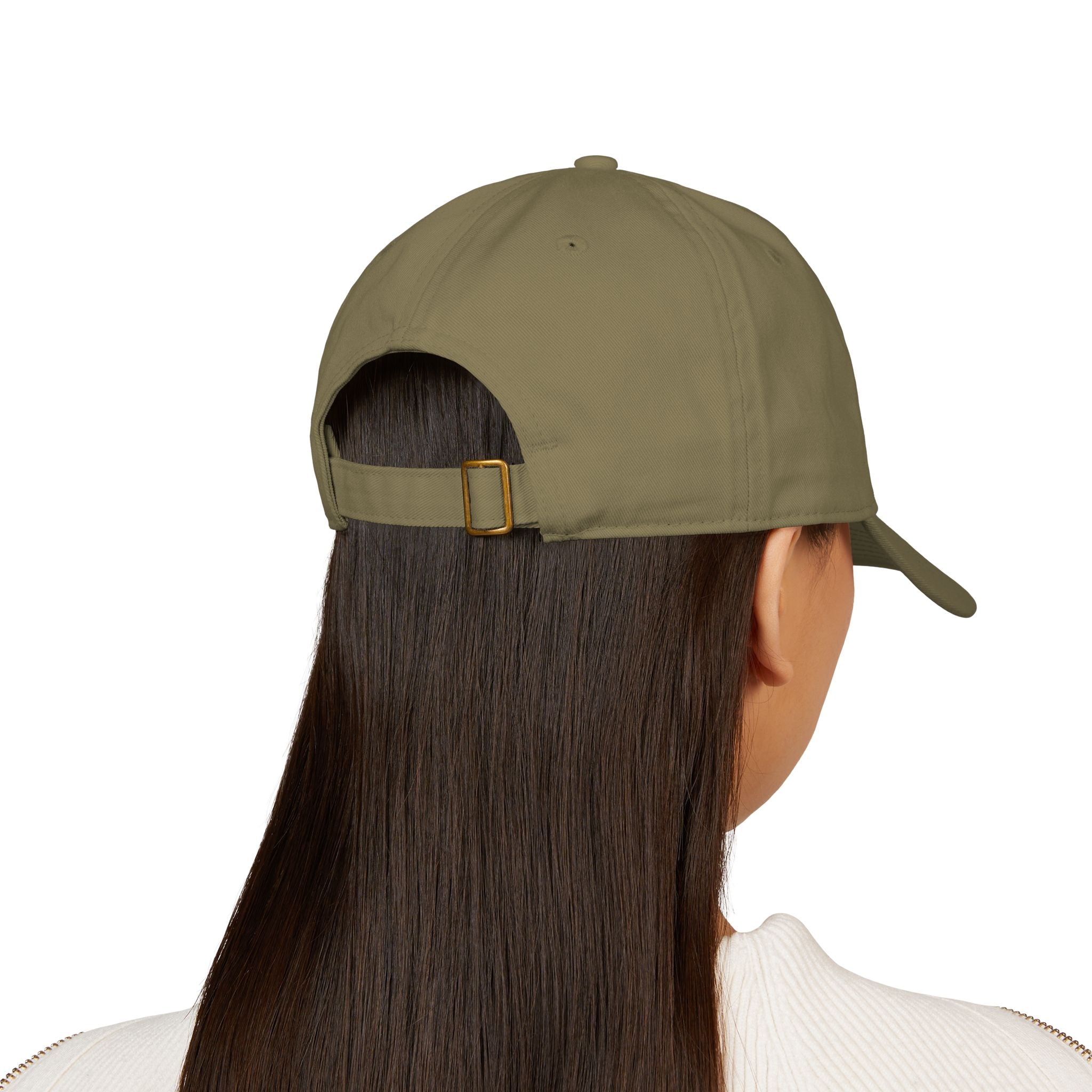 Jungle unstructured beige baseball cap with three embroidered coffee beans across the front