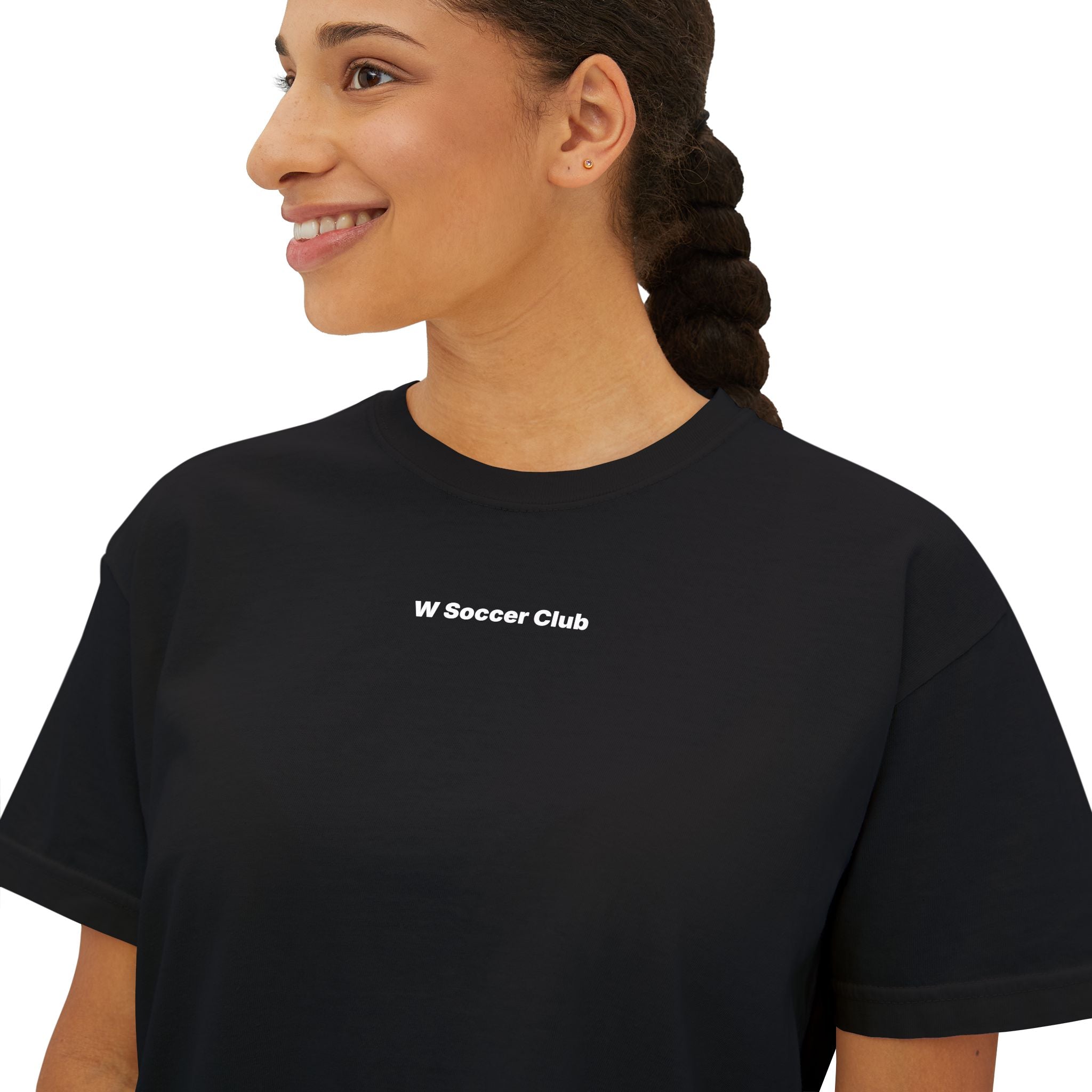 Black women's sports culture boxy fit t-shirt