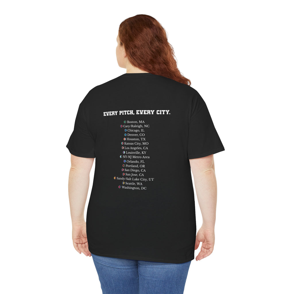 Black Take Over Every City Pro League T-Shirt flat lay on a solid background.