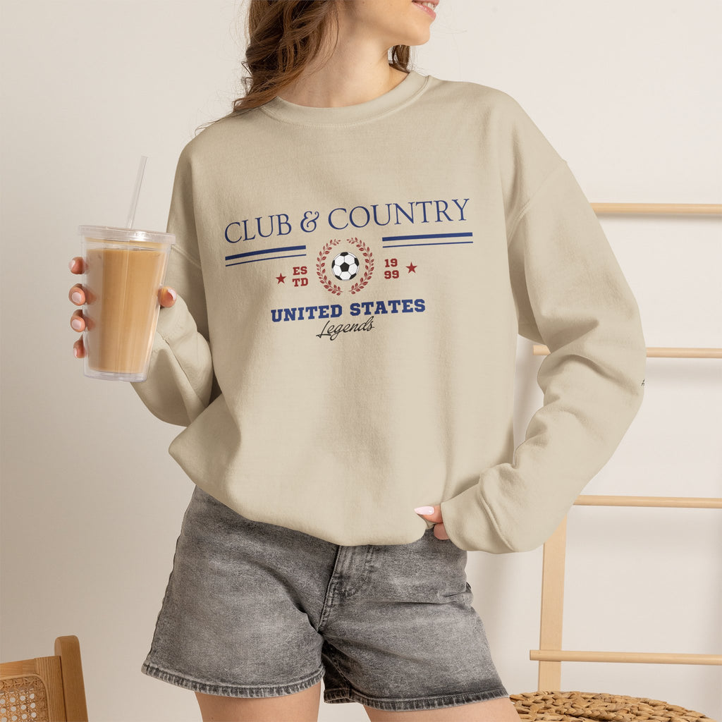 Sand Club & Country oversized crewneck pullover, 90s style preppy soccer apparel