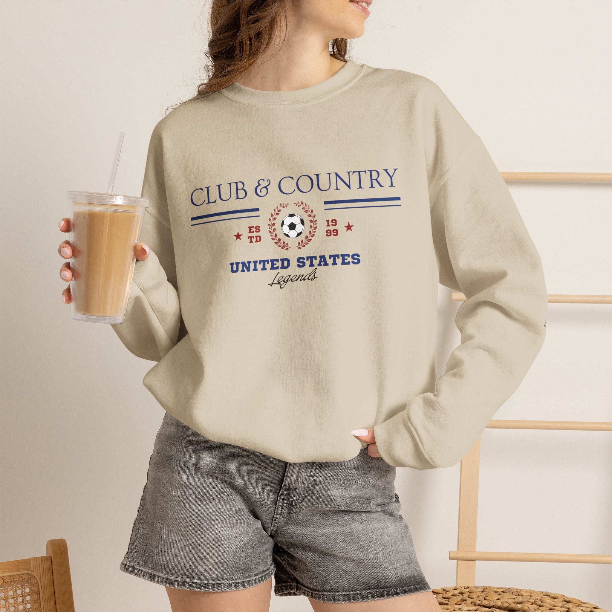 Sand Club & Country oversized crewneck pullover, 90s style preppy soccer apparel