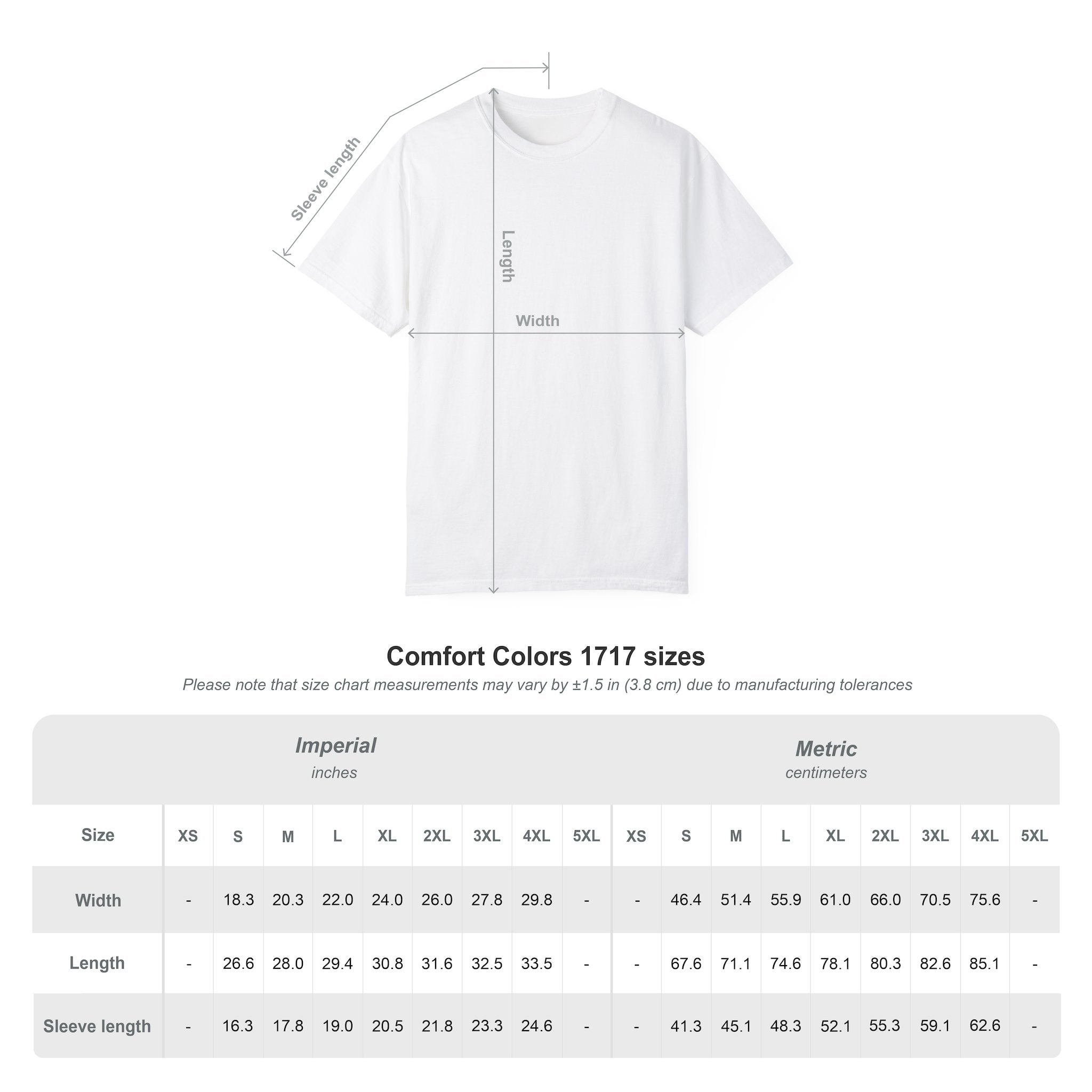 Size chart for the vintage Portland graphic tee in Ivory, White, Black