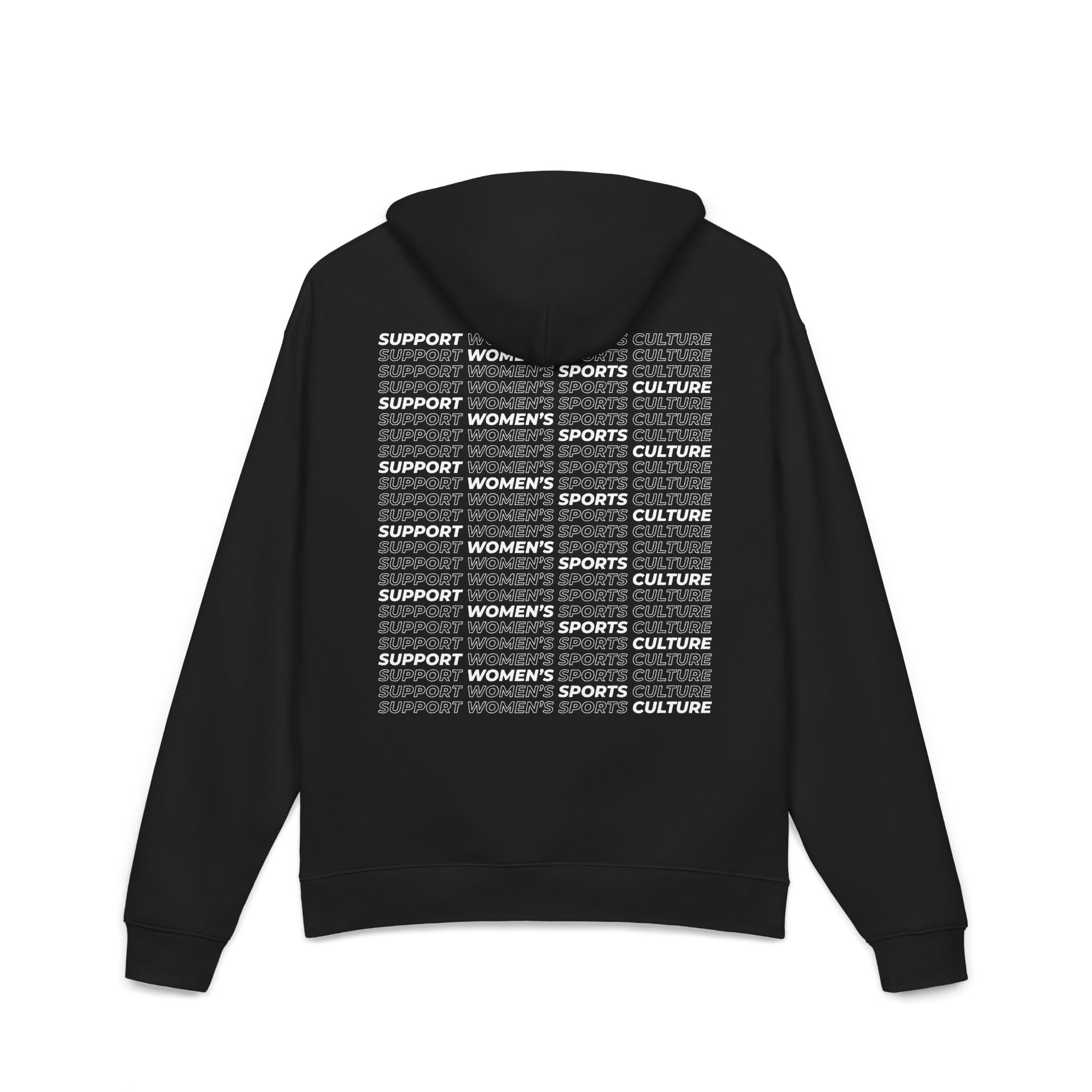 Black Support Women's Sports Culture Hoodie flat lay.