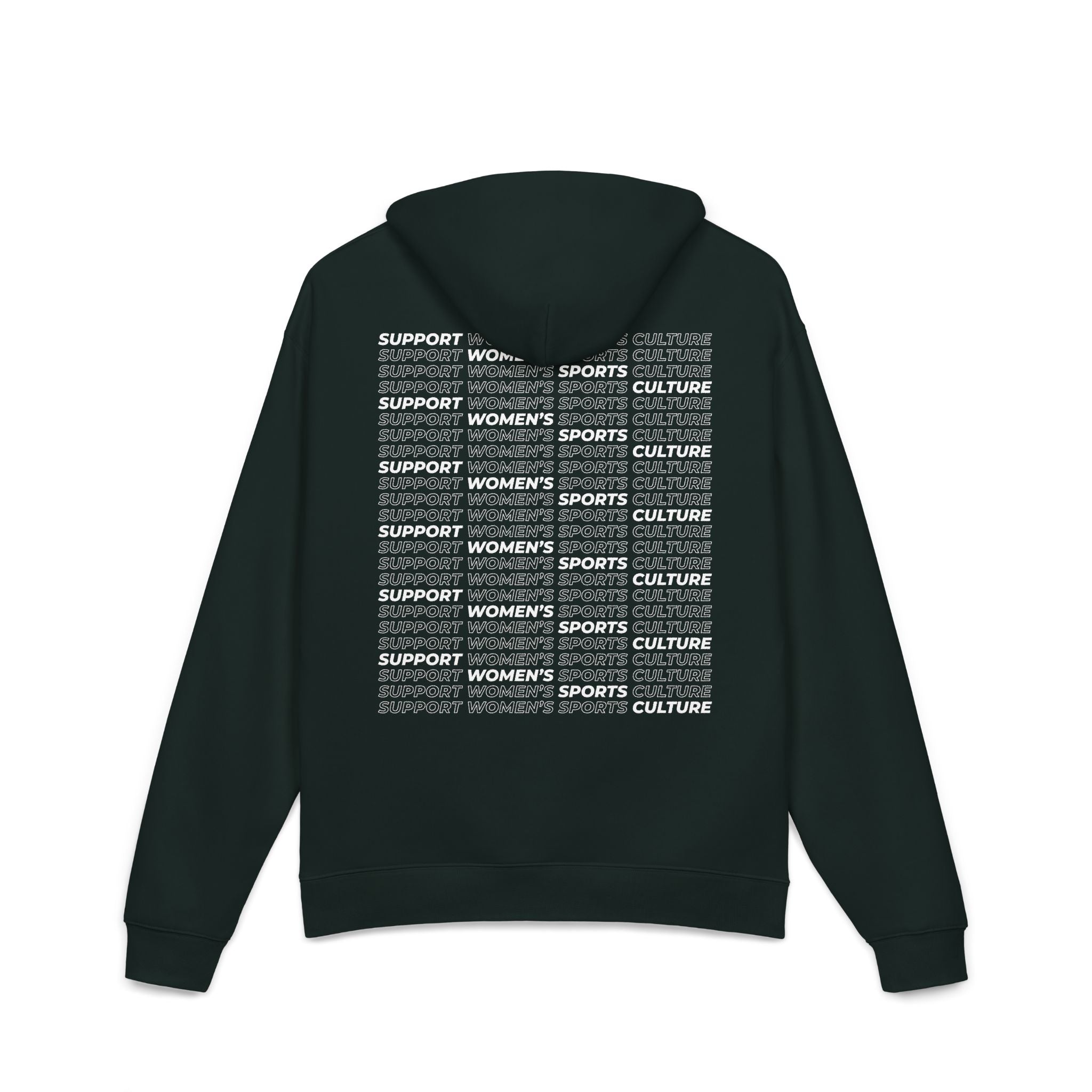Pine Green Women's Sports Culture Hoodie flat lay.