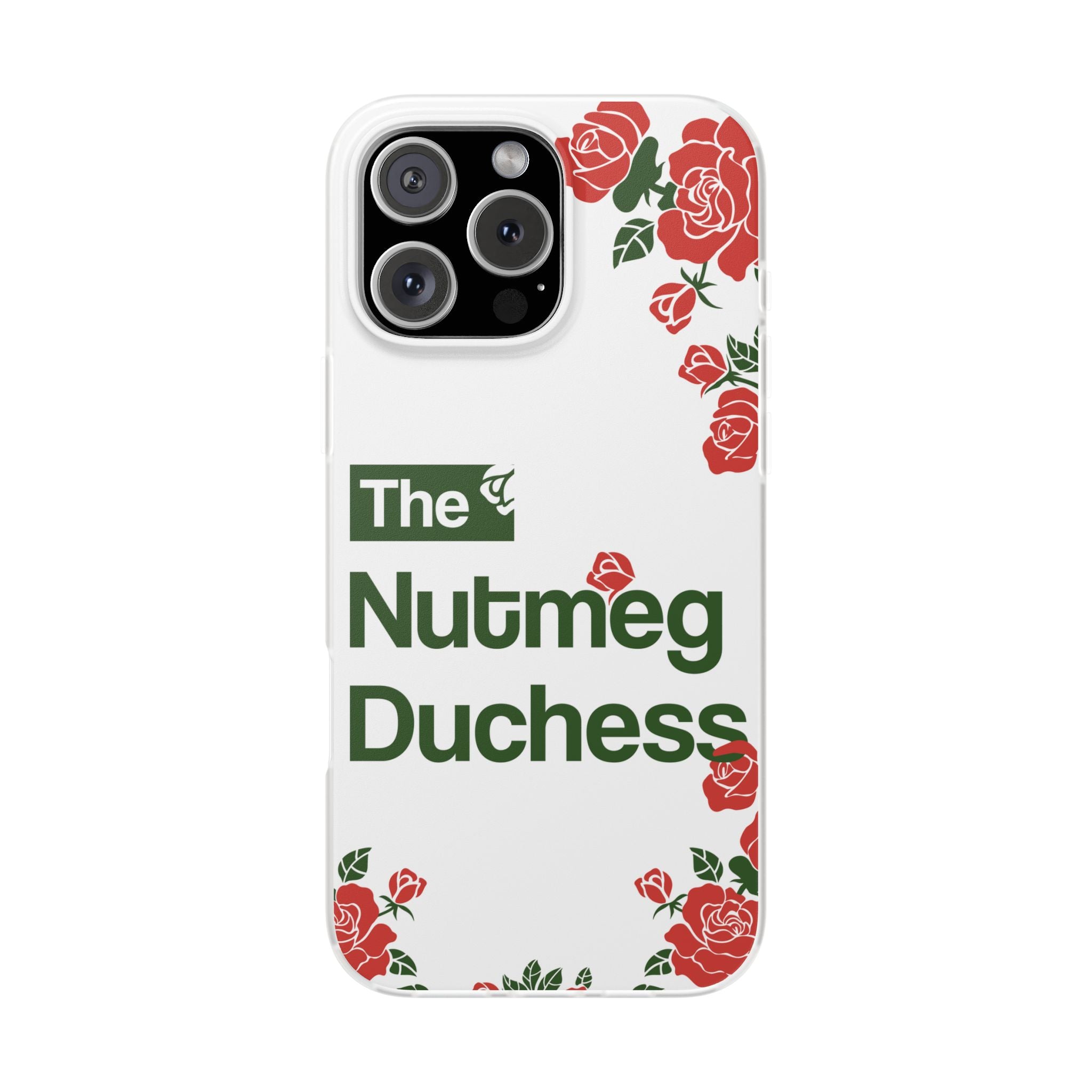 iPhone 16 Pro Max and family phone case featuring a red rose floral graphic, curated for women's soccer streetwear collections