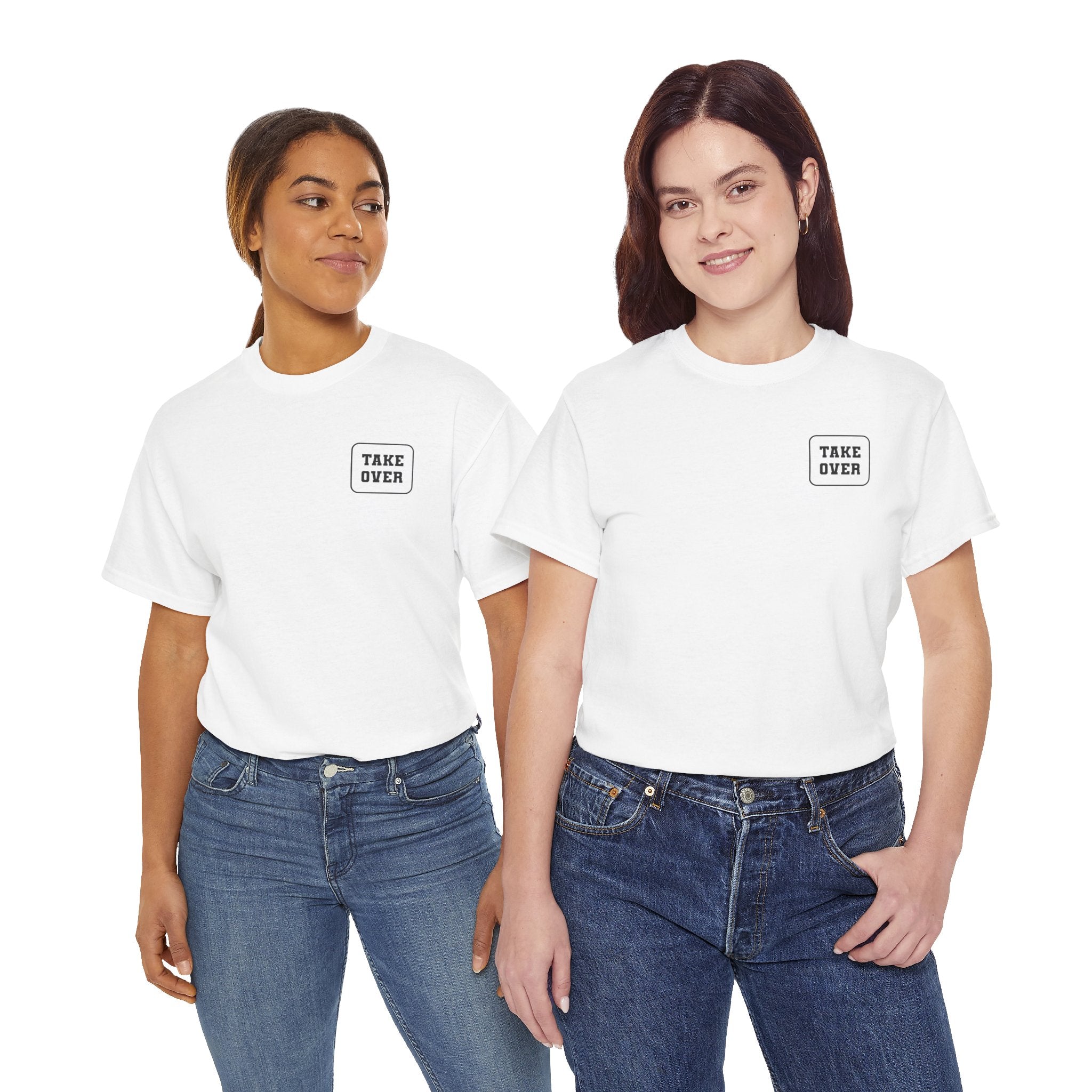 White Take Over Every City Pro League T-Shirt flat lay on a solid background.