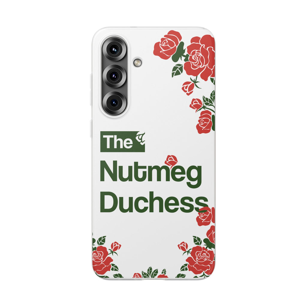 Samsung Galaxy S25 Ultra and family phone case featuring a red rose floral graphic, curated for women's soccer streetwear collections