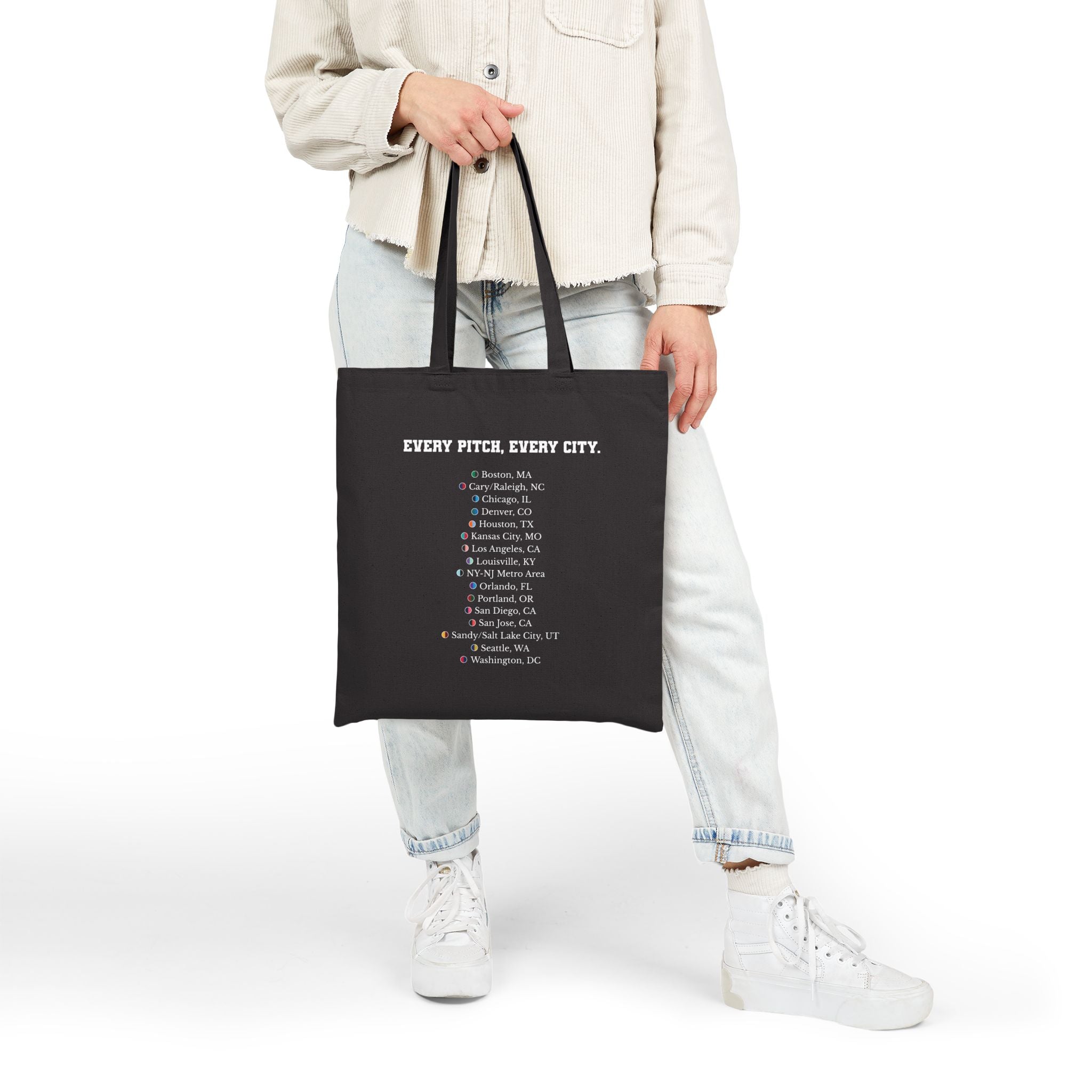 Rep every pitch and every city with the 'Take Over' Women's Pro Soccer matchday canvas tote