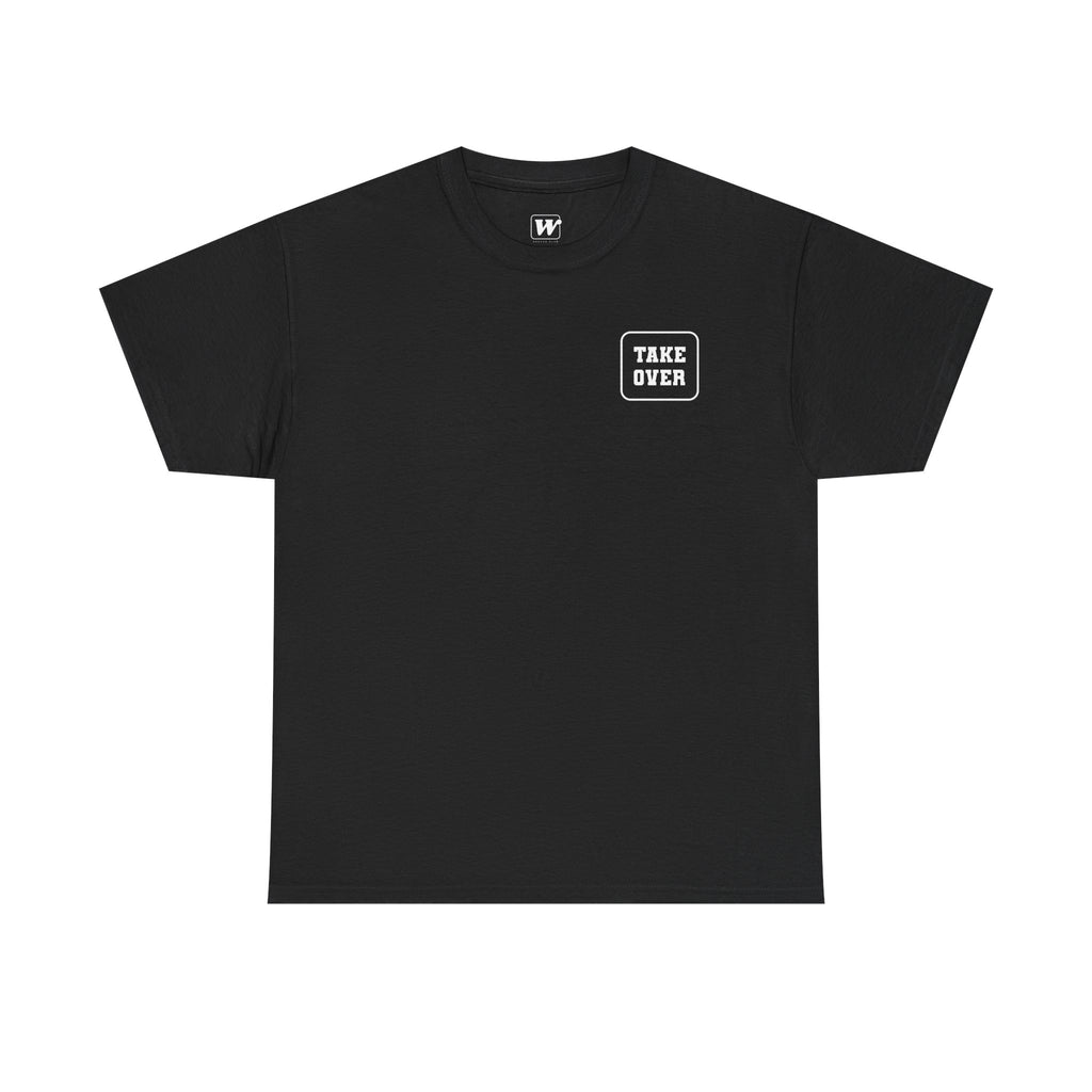 Black Take Over Every City Pro League T-Shirt flat lay on a solid background.