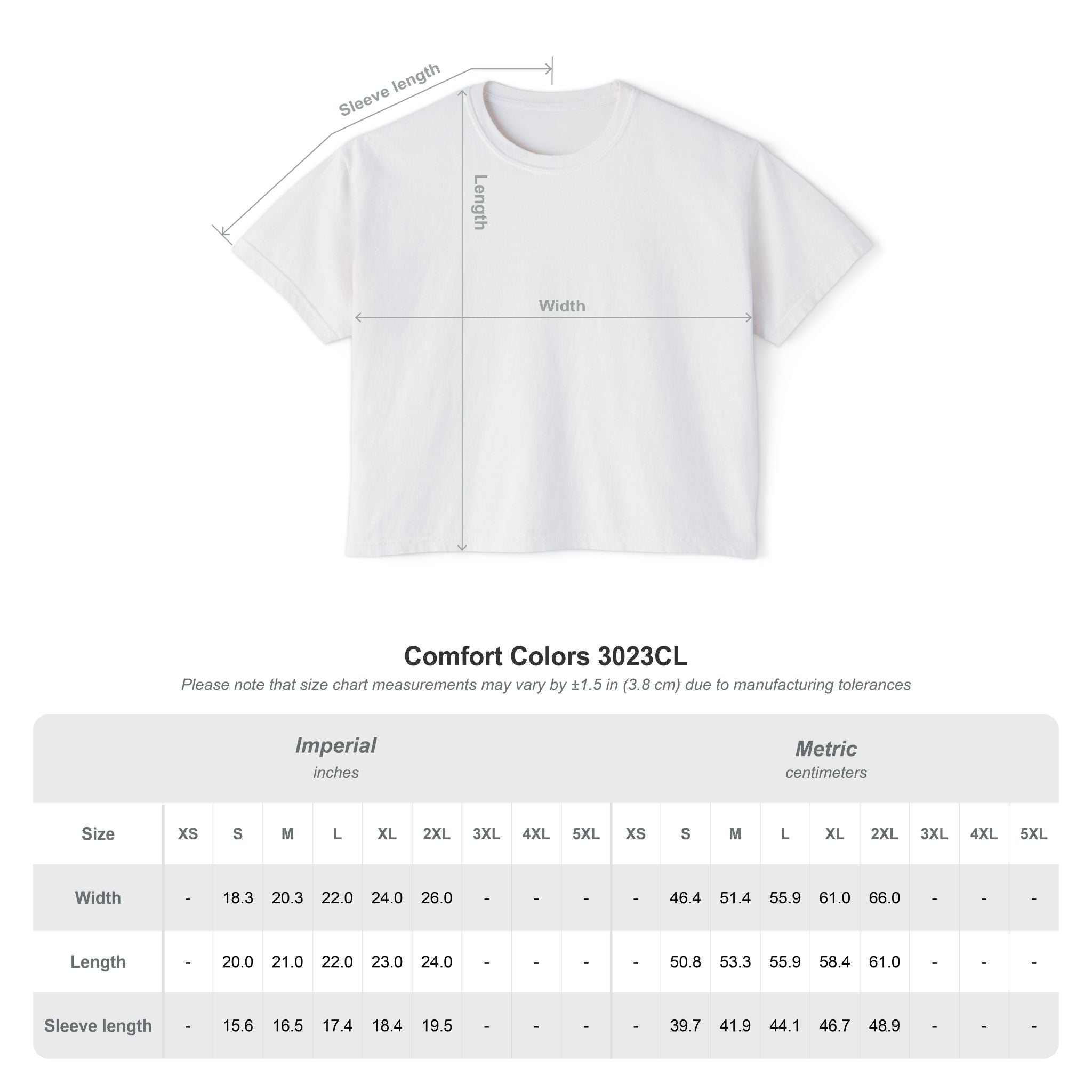 Women's sports culture boxy fit t-shirt size chart in Chalky Mint, Black, Ivory, Peachy