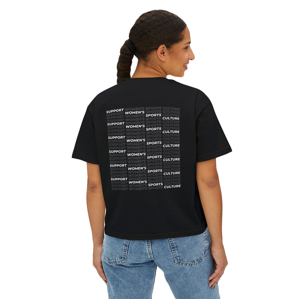Black women's sports culture boxy fit t-shirt