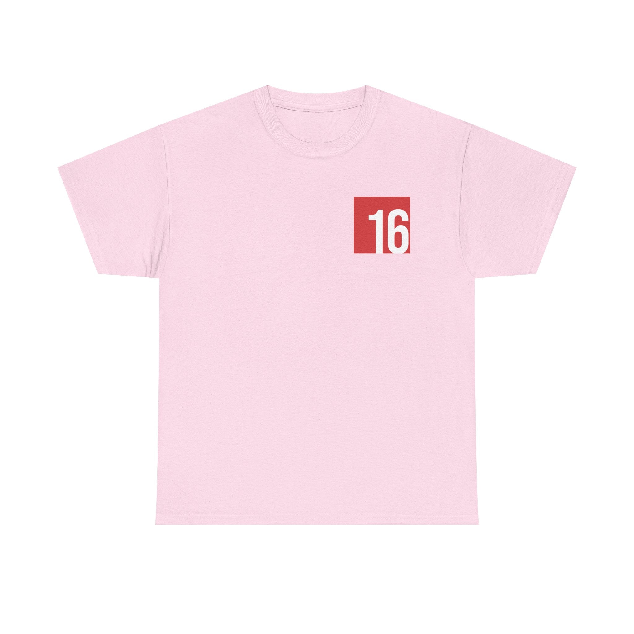 Light Pink Nutmeg Duchess t-shirt with a framed red rose graphic and vintage soccer street style typography