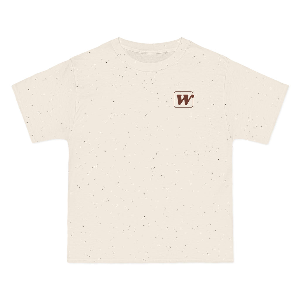 Natural W-League t-shirt featuring a front pocket W logo and back Espresso is served graphic with three clinking coffee mugs