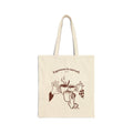 Canvas tote bag featuring an Espresso is served graphic with three clinking coffee mugs on the back and a front pocket W logo from The W-League collection
