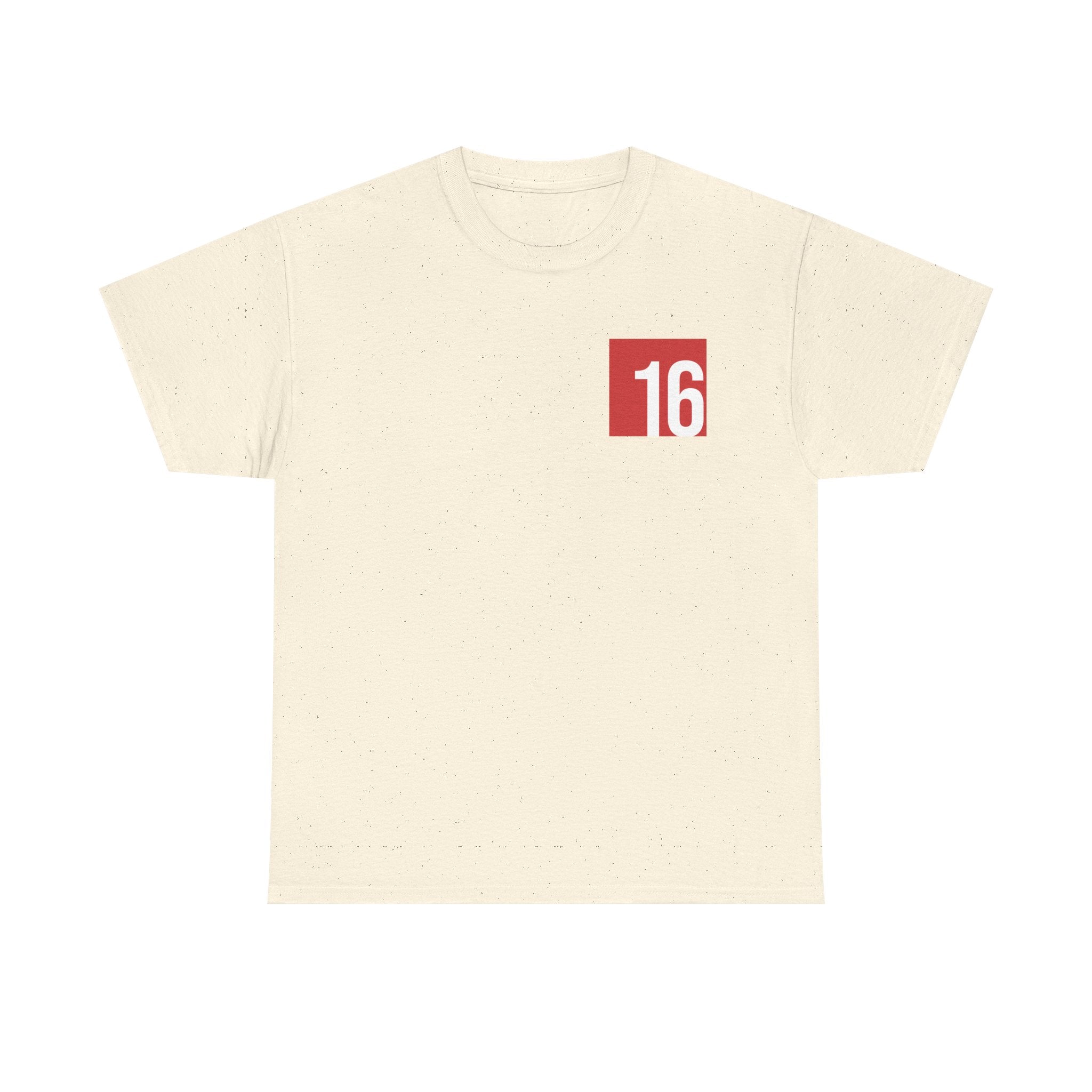 Natural Nutmeg Duchess t-shirt with a framed red rose graphic and vintage soccer street style typography