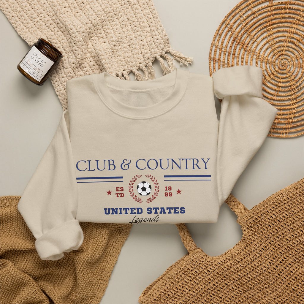 Sand Club & Country oversized crewneck pullover, 90s style preppy soccer apparel