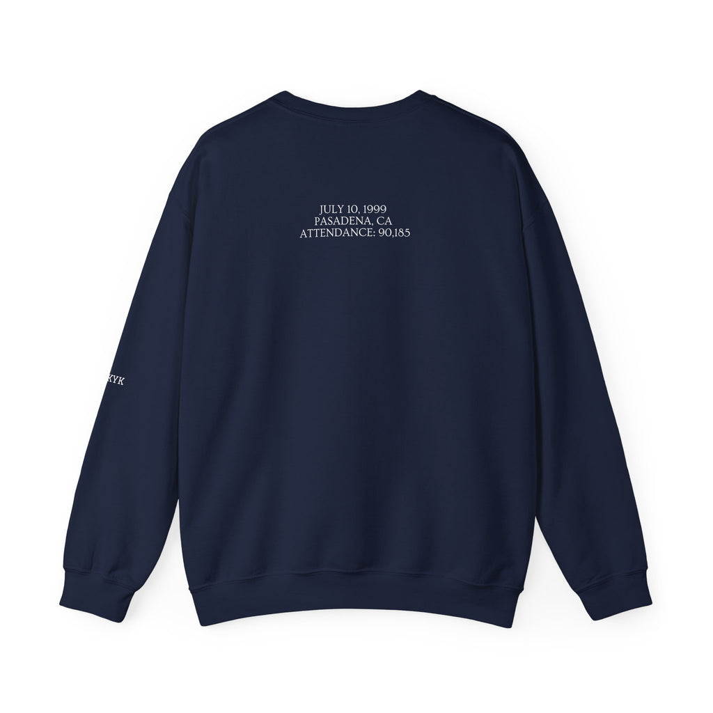 Navy blue Club & Country oversized crewneck pullover, 90s style preppy soccer apparel